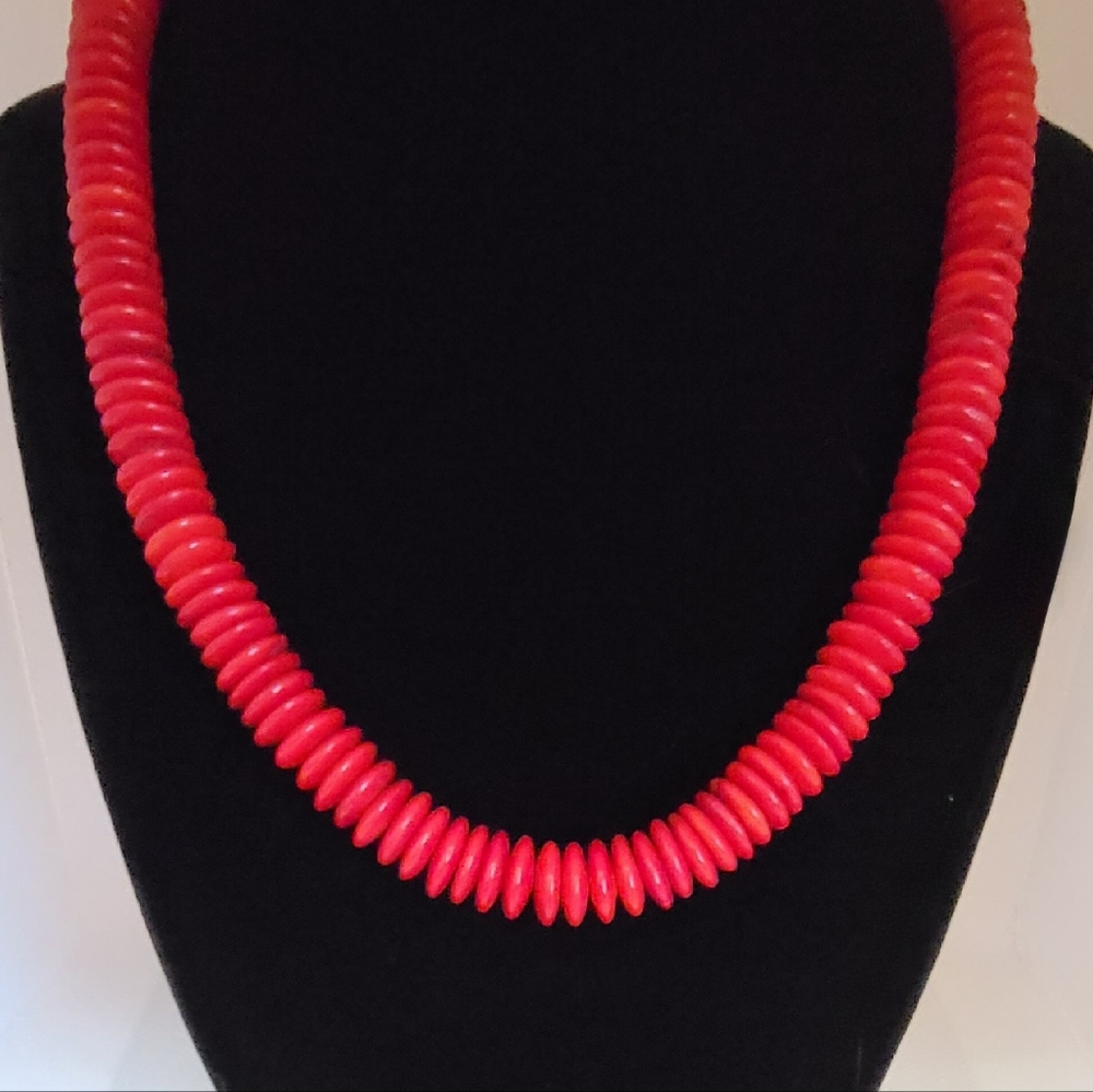 Red Coral Disc Necklace (925 Sterling Silver) Mine Finds by Jay King/DTR
